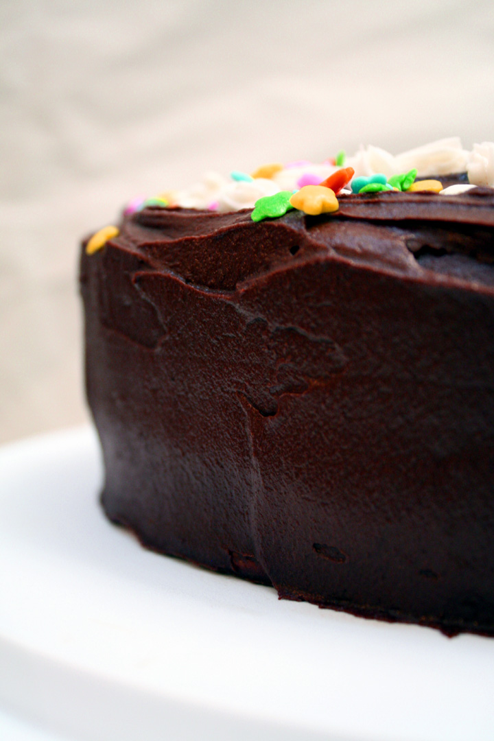 An Update on a Classic- Yellow Birthday Cake with Chocolate Frosting