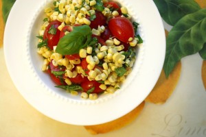 Corn and tomato salad with basil