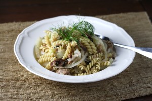 Light Lemony Tuna Pasta with Fennel, Capers, and Olives ~ ElephantEats.com